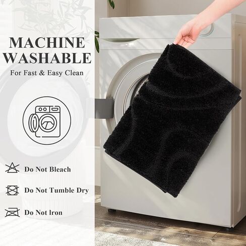 HEBE Microfiber Bathroom Rugs Sets 3 Piece,Super Absorbent Non Slip Bath Mats Rugs for Bathroom,Washable Bath Mat and U-Shaped Contour Toilet Rug Set for Tub Shower Bath Carpet in Saudi Arabia