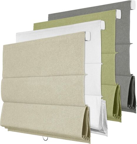 Boolegon Blackout Roman Shades for Indoor Windows, Cordless Roman Blinds for Windows, Thermal Insulated Window Shades for Door, Bedroom, Office, Easy to Install, Light Gray Beige, Custom Size in Kuwait