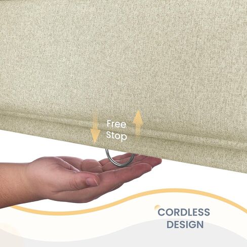 Boolegon Blackout Roman Shades for Indoor Windows, Cordless Roman Blinds for Windows, Thermal Insulated Window Shades for Door, Bedroom, Office, Easy to Install, Light Gray Beige, Custom Size in Kuwait