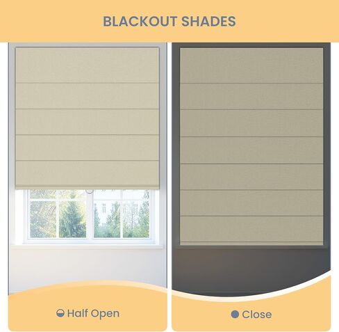 Boolegon Blackout Roman Shades for Indoor Windows, Cordless Roman Blinds for Windows, Thermal Insulated Window Shades for Door, Bedroom, Office, Easy to Install, Light Gray Beige, Custom Size in Kuwait