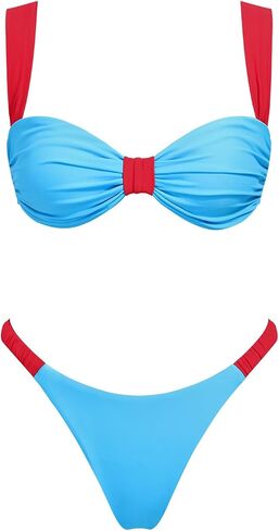 Women's Triangle Bikini Set Knot Front Sexy Cheeky Two Piece Swimsuit Thong Bathing Suit in Saudi Arabia