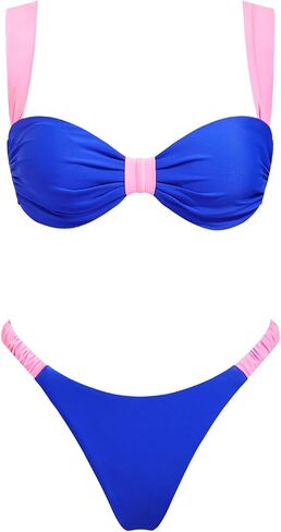 Women's Triangle Bikini Set Knot Front Sexy Cheeky Two Piece Swimsuit Thong Bathing Suit in Saudi Arabia