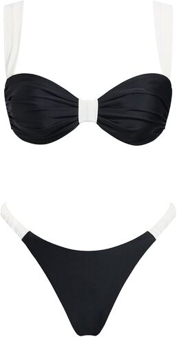 Women's Triangle Bikini Set Knot Front Sexy Cheeky Two Piece Swimsuit Thong Bathing Suit in Saudi Arabia