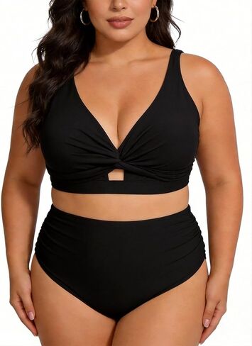 Aqua Regina Womens Plus Size Bikini High Waisted Swimsuits Two Piece Bathing Suits Knot Twist Tummy Control Swimwear in Saudi Arabia