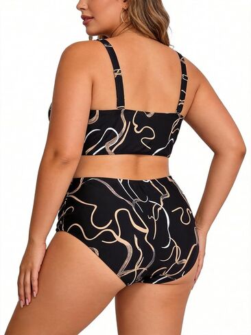 Aqua Regina Womens Plus Size Bikini High Waisted Swimsuits Two Piece Bathing Suits Knot Twist Tummy Control Swimwear in Kuwait