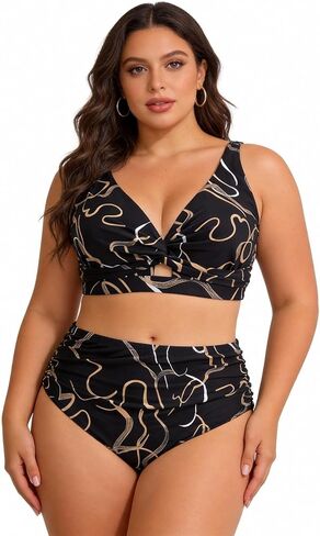 Aqua Regina Womens Plus Size Bikini High Waisted Swimsuits Two Piece Bathing Suits Knot Twist Tummy Control Swimwear in Kuwait