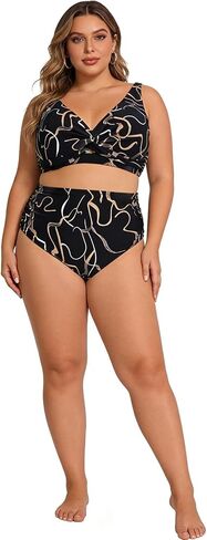 Aqua Regina Womens Plus Size Bikini High Waisted Swimsuits Two Piece Bathing Suits Knot Twist Tummy Control Swimwear in Kuwait