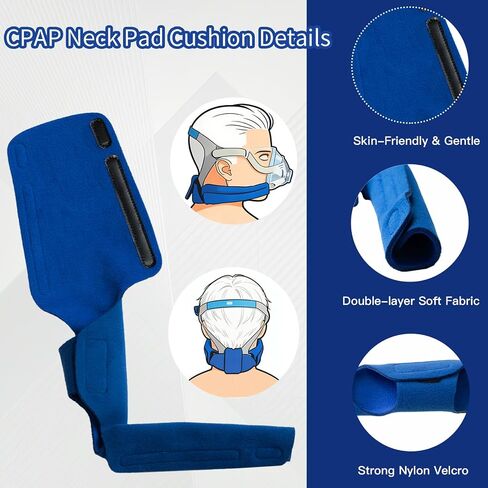 Neck Pad for Headgear Straps, Comfortable Fleece CPAP Headgear Strap Covers Universal and Washable CPAP Mask Cushions Can Reduce Headgear Pressure and Cheek Red Marks, Blue in Saudi Arabia