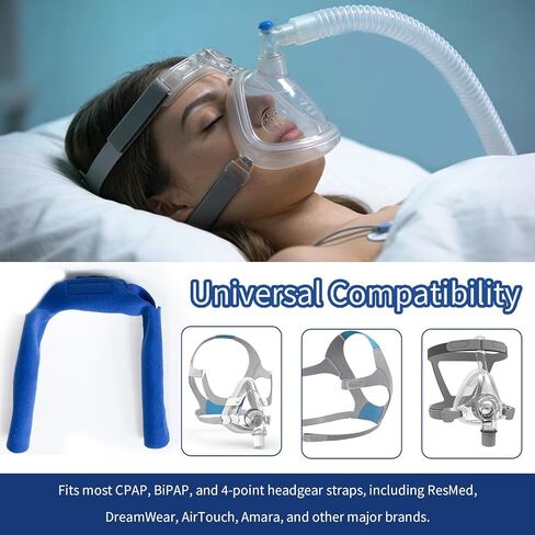 Neck Pad for Headgear Straps, Comfortable Fleece CPAP Headgear Strap Covers Universal and Washable CPAP Mask Cushions Can Reduce Headgear Pressure and Cheek Red Marks, Blue in Saudi Arabia