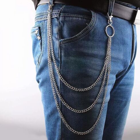 Chedin 3 Pieces Jeans Chains Wallet Chain Pants Chain,Pocket & Belt Chains - Hip Hop, Punk & Gothic Style Accessory Jewelry Gift for Men/Women in Saudi Arabia
