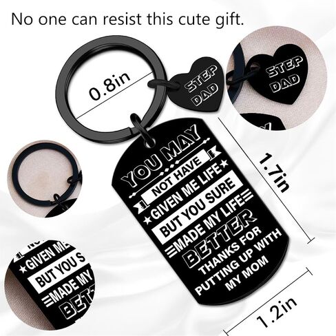 Ikacvb Step Dad Keychain هدية عيد الأب من ربيب ابنة الزوجة هدية عيد ميلاد فريدة من نوعها لمكافأة الأب الأب صعد الآباء أفكار هدايا عيد الميلاد in Kuwait
