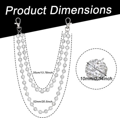 Fengek Double Layer Rhinestone Pants Chain for Men, Wallet Jean Chains Pocket Chains, Adjustable Silver Waist Chain Keychain in Kuwait