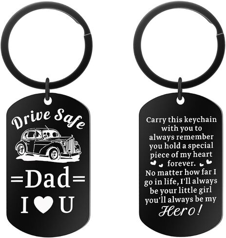 kongchan Drive Safe Keychain for Dad from Daughter Son Father‘s Day Gifts for Men Husband Boyfriend I Love You Dad Leather Keyring with Sentimental Message Engraved for Trucker Driver Daddy Papa in Kuwait