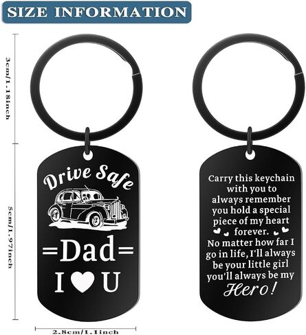 kongchan Drive Safe Keychain for Dad from Daughter Son Father‘s Day Gifts for Men Husband Boyfriend I Love You Dad Leather Keyring with Sentimental Message Engraved for Trucker Driver Daddy Papa in Kuwait