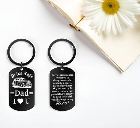 kongchan Drive Safe Keychain for Dad from Daughter Son Father‘s Day Gifts for Men Husband Boyfriend I Love You Dad Leather Keyring with Sentimental Message Engraved for Trucker Driver Daddy Papa in Kuwait