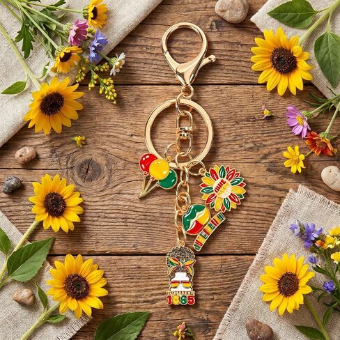 Juneteenth Keychain Decorations Gifts - Freedom 1865 Charm Key Chain Happy Juneteenth Day Party Favors African American 19th of June Key Ring Accessories for Women Men Car Bag Purse in Saudi Arabia