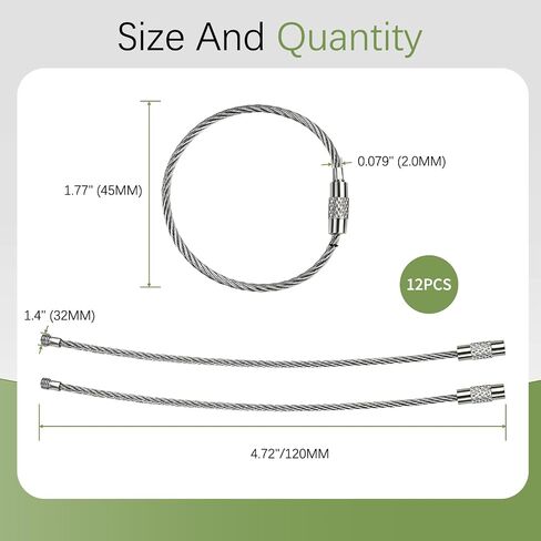 12pcs 4.3 Inch Stainless Steel Wire Rings Cable Keyring Loop，keychain,for Luggage Tags, Keys and ID Tag Keepers in Saudi Arabia