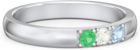 JEWLR 3-6 Gemstone Affinity Ring - Customizable Family Simulated Birthstone Ring with Engraving – Handcrafted in Sterling Silver, White Gold, Yellow Gold or Rose Gold – Meaningful Gift for Mom in Kuwait
