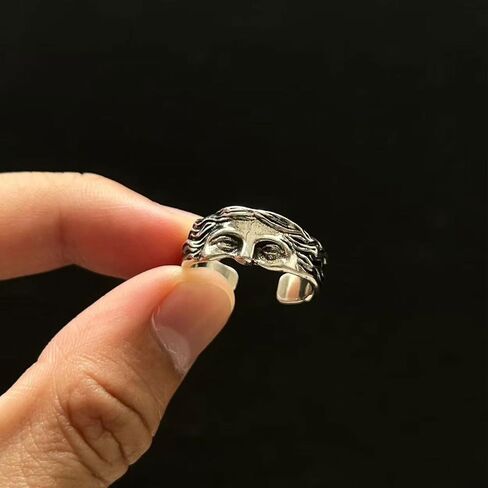 Vintage Artistic Half Face Open Rings,Women's Band Rings,Unique Rings,Adjustable Face Design, Stackable Rings Thumb Fashion Comfort Fit Jewelry Holiday Gift Size For Women Men in Saudi Arabia