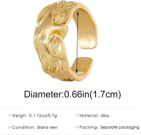 Vintage Artistic Half Face Open Rings,Women's Band Rings,Unique Rings,Adjustable Face Design, Stackable Rings Thumb Fashion Comfort Fit Jewelry Holiday Gift Size For Women Men in Saudi Arabia