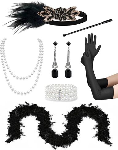 1920s Flapper Accessories for Women Great Gatsby Headband Headpiece Costume Roaring 20s Outfits in Saudi Arabia