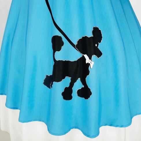 1950s Poodle Skirts Sock hop Outfits Women 50s Poodle Dress with Belt Glasses Earrings and Scarf in Saudi Arabia