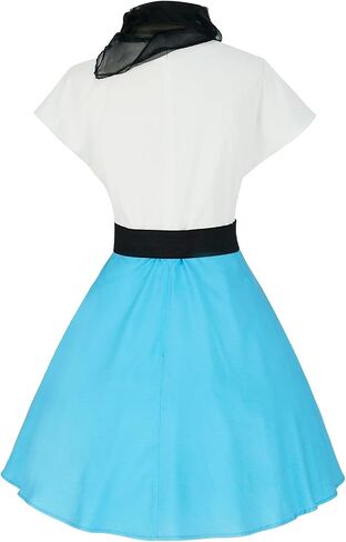 1950s Poodle Skirts Sock hop Outfits Women 50s Poodle Dress with Belt Glasses Earrings and Scarf in Saudi Arabia