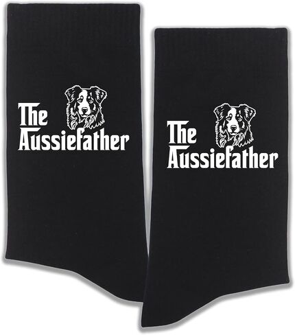 Aussiefather Funny Australian Shepherd Socks for Men Women, Aussie Dog Lover Novelty Crew Socks Gift(047) in Saudi Arabia
