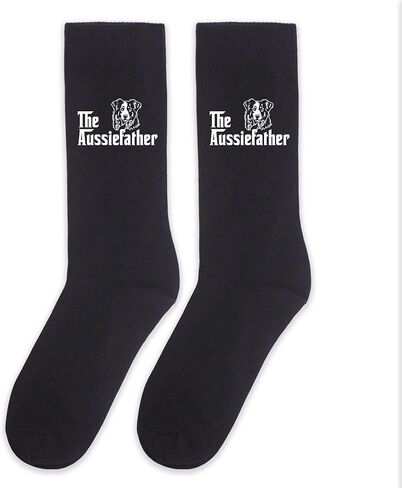 Aussiefather Funny Australian Shepherd Socks for Men Women, Aussie Dog Lover Novelty Crew Socks Gift(047) in Saudi Arabia