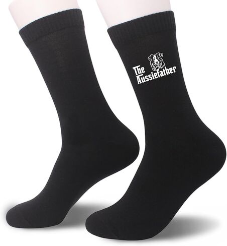 Aussiefather Funny Australian Shepherd Socks for Men Women, Aussie Dog Lover Novelty Crew Socks Gift(047) in Saudi Arabia