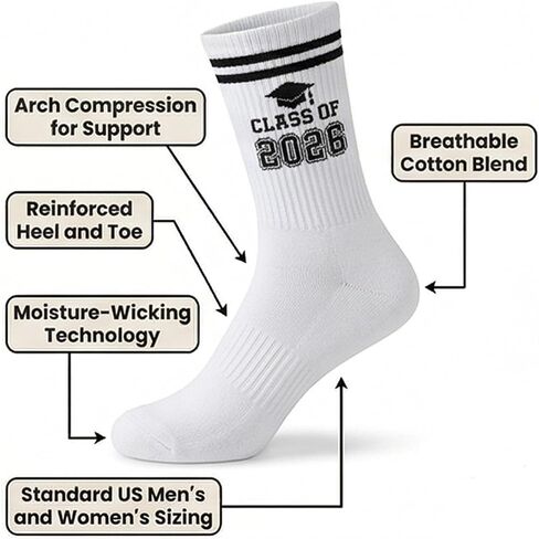 2026 Graduation Socks - Class of 2026 Socks Unisex for Graduations Outfits Gifts Grade High School College Congrats Grad in Saudi Arabia