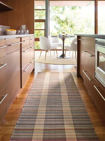Dash & Albert Swedish Rag Handwoven Indoor/Outdoor Rug, 2.5 X 8 Feet, Blue Plaid Pattern in Saudi Arabia