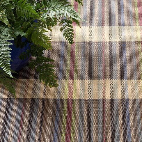 Dash & Albert Swedish Rag Handwoven Indoor/Outdoor Rug, 2.5 X 8 Feet, Blue Plaid Pattern in Saudi Arabia