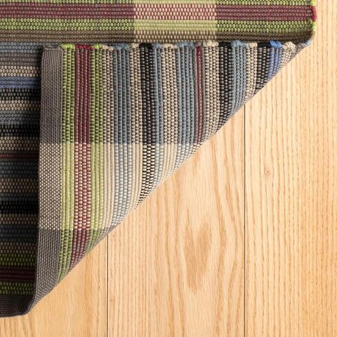 Dash & Albert Swedish Rag Handwoven Indoor/Outdoor Rug, 2.5 X 8 Feet, Blue Plaid Pattern in Saudi Arabia