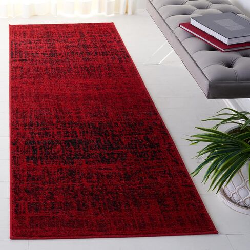 SAFAVIEH Adirondack Collection Runner Rug - 2'6" x 8', Red & Black, Modern Abstract Design, Non-Shedding & Easy Care, Ideal for High Traffic Areas in Living Room, Bedroom (ADR116F) in Kuwait