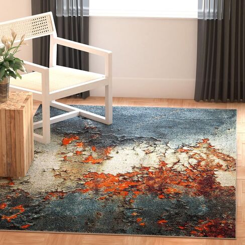 SAFAVIEH Glacier Collection Accent Rug - 4' x 6', Blue & Multi, Modern Abstract Design, Non-Shedding & Easy Care, Ideal for High Traffic Areas in Entryway, Living Room, Bedroom (GLA125B) in Kuwait