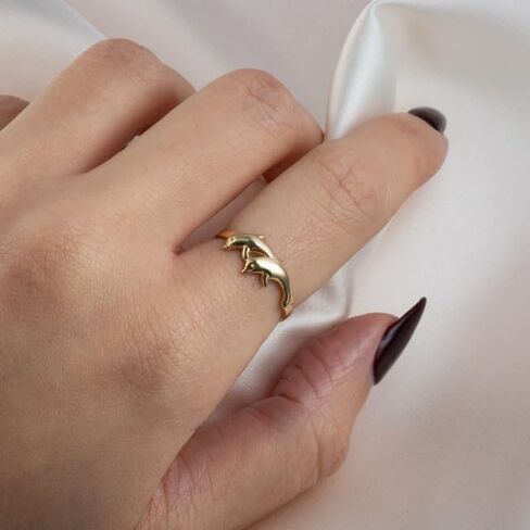 Dolphins Ocean Fine Ring Real Solid 14K Gold in Saudi Arabia