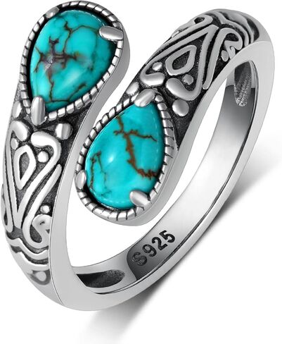 Genuine Turquoise Ring 925 Sterling Silver Spoon Ring Vintage Western Thumb Ring Turquoise Jewelry for Women in Saudi Arabia