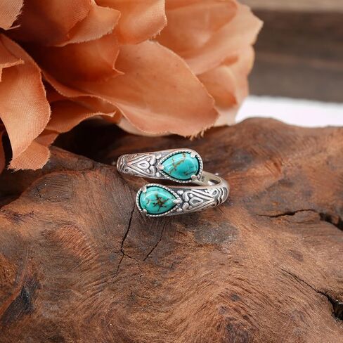 Genuine Turquoise Ring 925 Sterling Silver Spoon Ring Vintage Western Thumb Ring Turquoise Jewelry for Women in Saudi Arabia