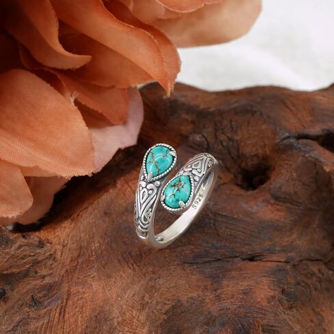 Genuine Turquoise Ring 925 Sterling Silver Spoon Ring Vintage Western Thumb Ring Turquoise Jewelry for Women in Saudi Arabia
