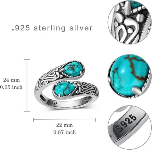 Genuine Turquoise Ring 925 Sterling Silver Spoon Ring Vintage Western Thumb Ring Turquoise Jewelry for Women in Saudi Arabia