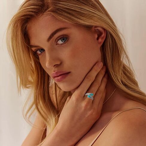 Genuine Turquoise Ring 925 Sterling Silver Spoon Ring Vintage Western Thumb Ring Turquoise Jewelry for Women in Saudi Arabia