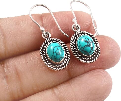 Natural Gemstone Women Hoops Sterling Silver Earrings Silver Jewelry BY SILVESTO INDIA in Saudi Arabia