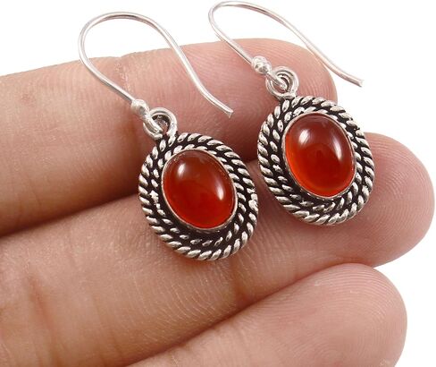 Natural Gemstone Women Hoops Sterling Silver Earrings Silver Jewelry BY SILVESTO INDIA in Saudi Arabia
