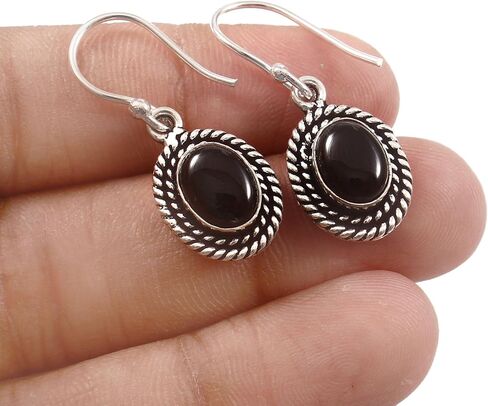Natural Gemstone Women Hoops Sterling Silver Earrings Silver Jewelry BY SILVESTO INDIA in Saudi Arabia