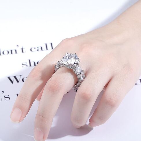 Solid Gold over S925 Sterling Silver Minimalist Large Moissanite Ring, Elegant Design, Beautiful Gift for Wives in Saudi Arabia