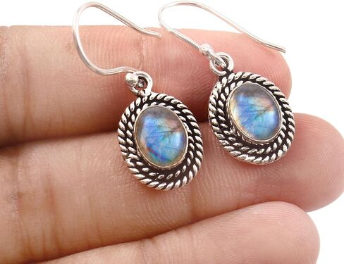 Natural Gemstone Women Hoops Sterling Silver Earrings Silver Jewelry BY SILVESTO INDIA in Saudi Arabia