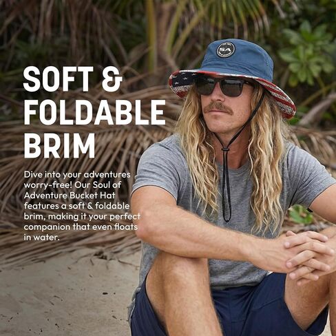 Soul of Adventure Bucket Hat | UV 50+ for Adults | Sun Protection with Adjustable Fit, Moisture-Wicking Fabric | Florida Palm Tree White in Kuwait