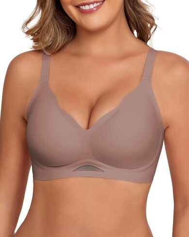 Ubras Womens Wireless Jelly Bra Supportive Lift Scalloped Bra Comfort Push Up Bralette Seamless T-Shirt Bra in Saudi Arabia