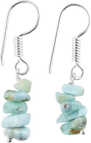 Natural Gemstone Chips Earring, Handmade Gemstone Jewelry, Crystal Earring, Energy Healing Crystals, Gift for Her, Silver Plated Gemstone Jewelry in Saudi Arabia